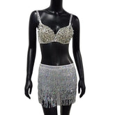 Sliver Shiny Sequined 2 Piece Set